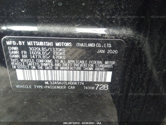 Photo 8 VIN: ML32A5HJ7LH006774 - MITSUBISHI MIRAGE 