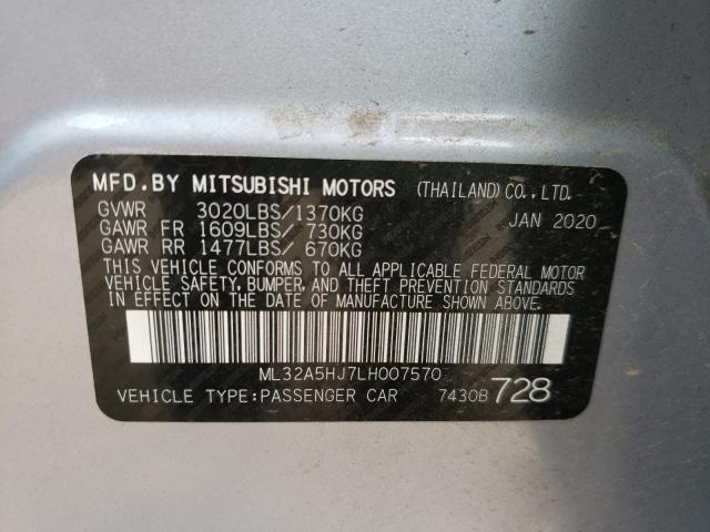 Photo 9 VIN: ML32A5HJ7LH007570 - MITSUBISHI MIRAGE LE 