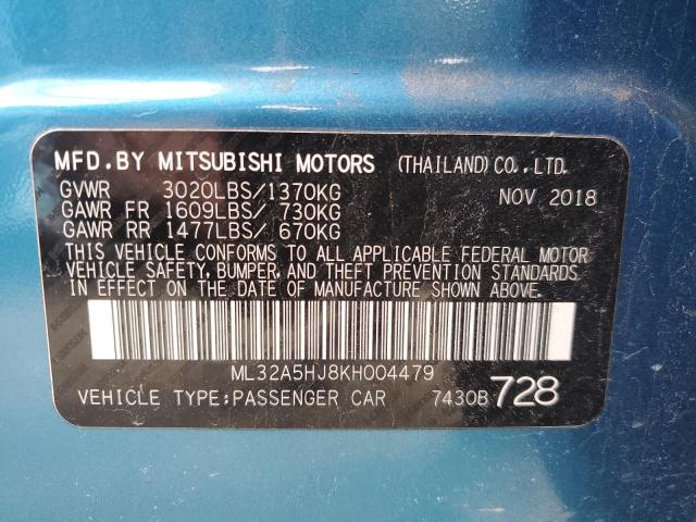 Photo 11 VIN: ML32A5HJ8KH004479 - MITSUBISHI MIRAGE LE 