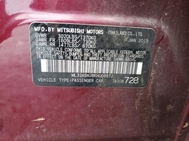 Photo 12 VIN: ML32A5HJ8KH008872 - MITSUBISHI MIRAGE LE 