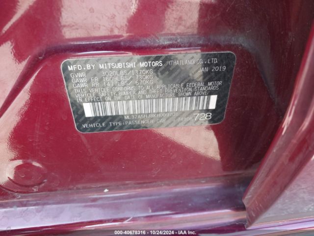 Photo 8 VIN: ML32A5HJ8KH009701 - MITSUBISHI MIRAGE 