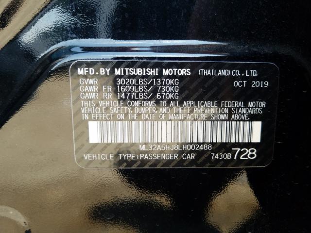 Photo 9 VIN: ML32A5HJ8LH002488 - MITSUBISHI MIRAGE LE 