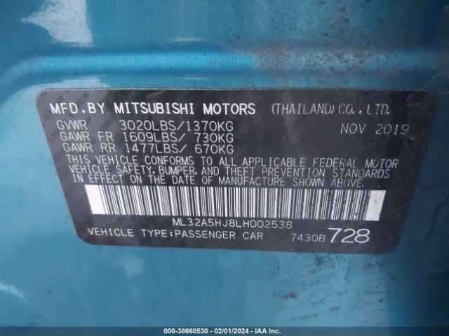 Photo 8 VIN: ML32A5HJ8LH002538 - MITSUBISHI MIRAGE 