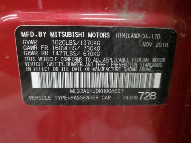 Photo 11 VIN: ML32A5HJ9KH004667 - MITSUBISHI MIRAGE LE 