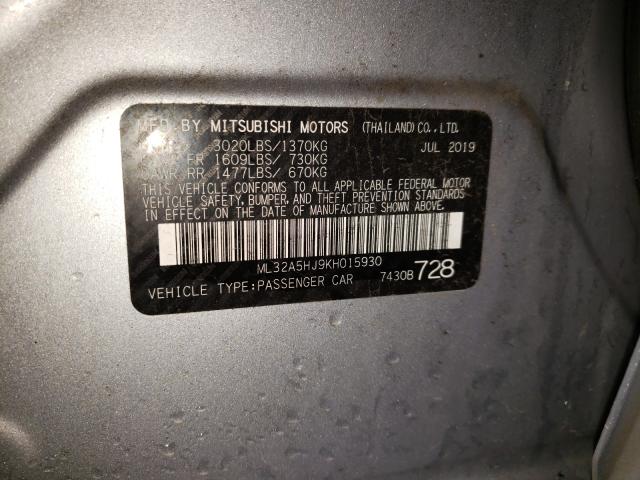 Photo 9 VIN: ML32A5HJ9KH015930 - MITSUBISHI MIRAGE 