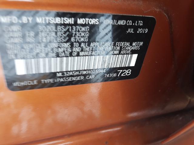 Photo 9 VIN: ML32A5HJ9KH015944 - MITSUBISHI MIRAGE LE 