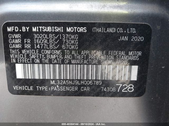 Photo 8 VIN: ML32A5HJ9LH006789 - MITSUBISHI MIRAGE 