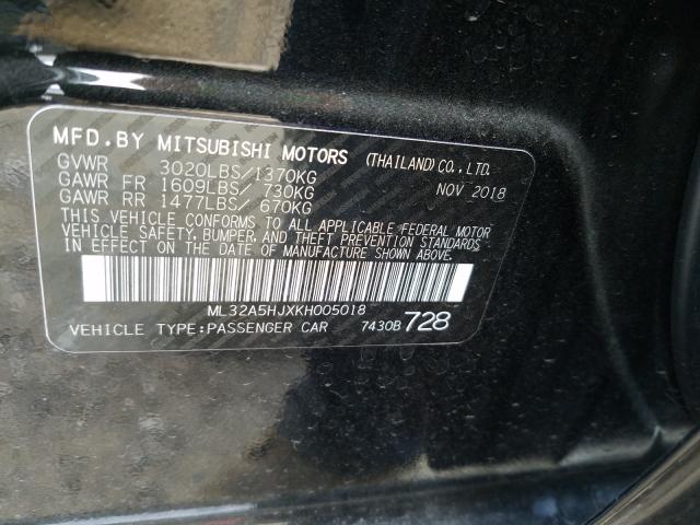 Photo 9 VIN: ML32A5HJXKH005018 - MITSUBISHI MIRAGE LE 