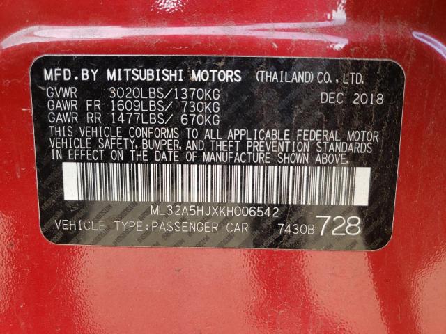 Photo 12 VIN: ML32A5HJXKH006542 - MITSUBISHI MIRAGE LE 