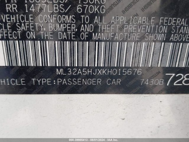 Photo 8 VIN: ML32A5HJXKH015676 - MITSUBISHI MIRAGE 