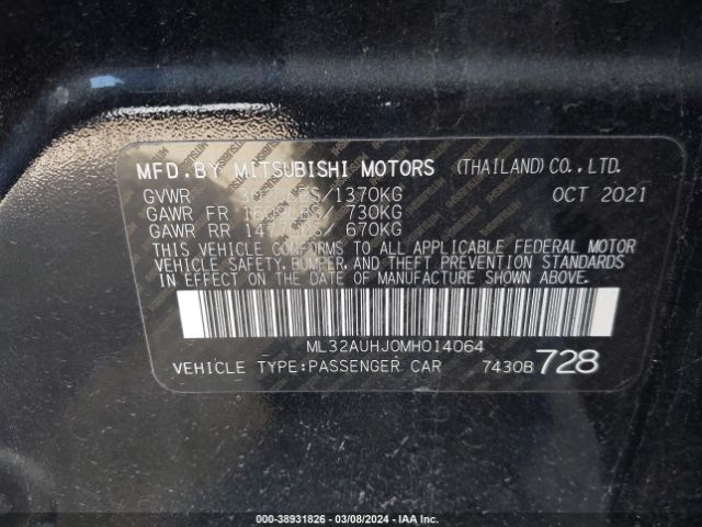 Photo 8 VIN: ML32AUHJ0MH014064 - MITSUBISHI MIRAGE 