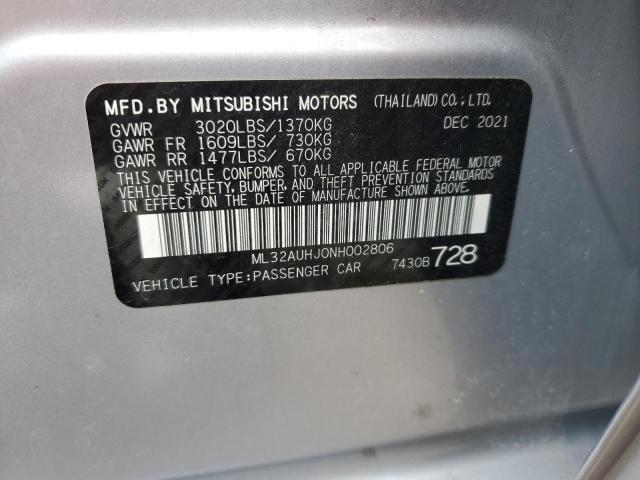 Photo 12 VIN: ML32AUHJ0NH002806 - MITSUBISHI MIRAGE ES 