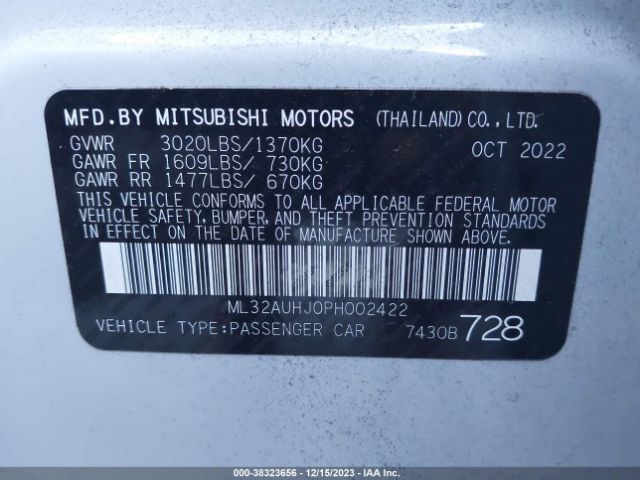 Photo 8 VIN: ML32AUHJ0PH002422 - MITSUBISHI MIRAGE 