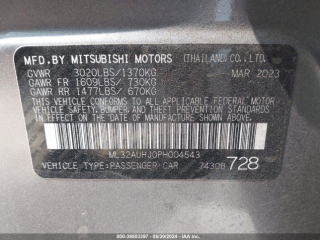 Photo 8 VIN: ML32AUHJ0PH004543 - MITSUBISHI MIRAGE 