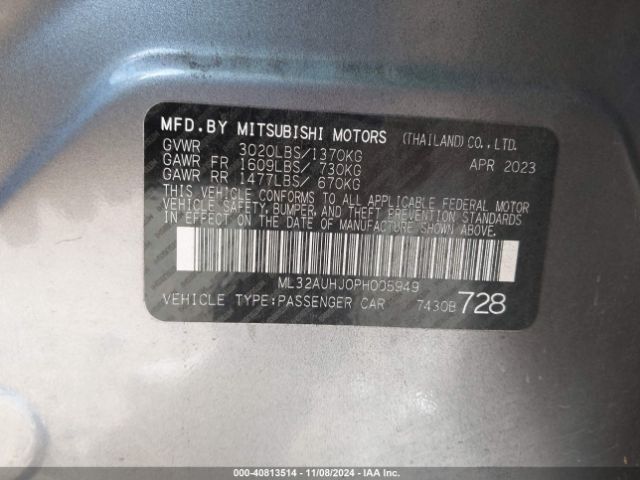 Photo 8 VIN: ML32AUHJ0PH005949 - MITSUBISHI MIRAGE 