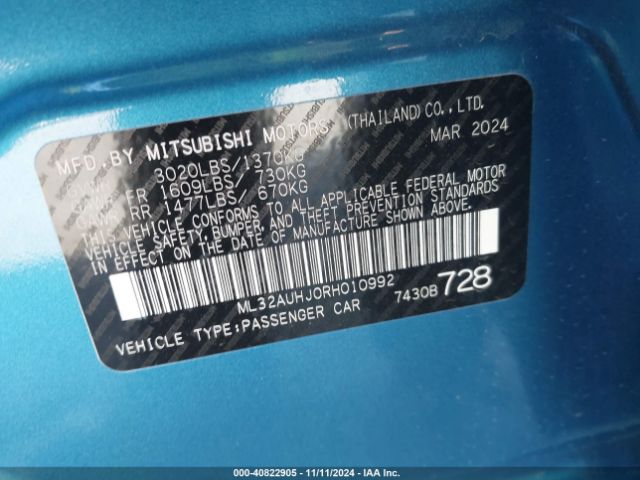 Photo 8 VIN: ML32AUHJ0RH010992 - MITSUBISHI MIRAGE 