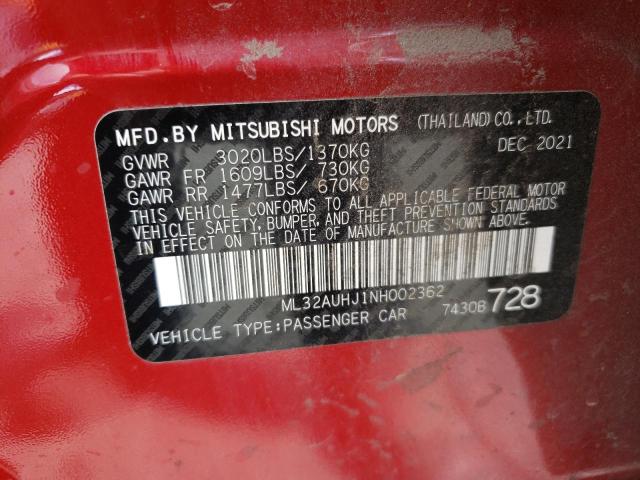 Photo 9 VIN: ML32AUHJ1NH002362 - MITSUBISHI MIRAGE ES 