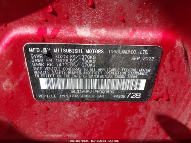 Photo 8 VIN: ML32AUHJ1PH000890 - MITSUBISHI MIRAGE 