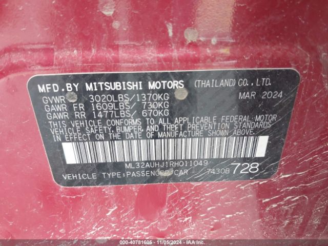 Photo 8 VIN: ML32AUHJ1RH011049 - MITSUBISHI MIRAGE 