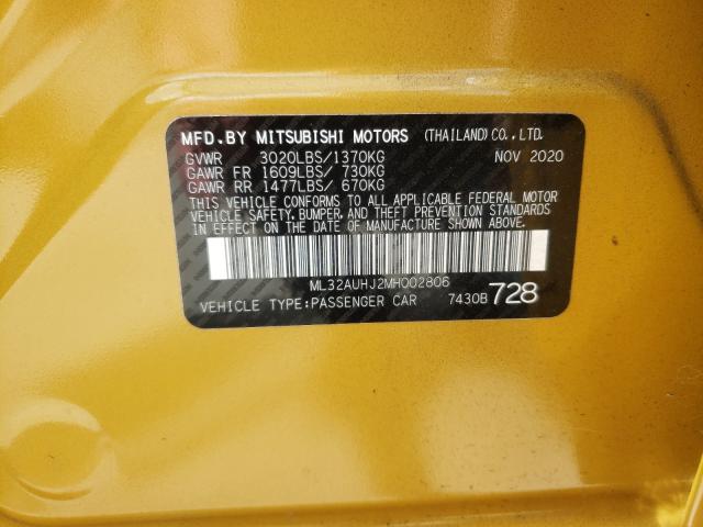 Photo 9 VIN: ML32AUHJ2MH002806 - MITSUBISHI MIRAGE ES 