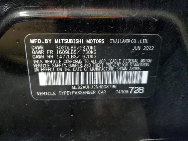 Photo 12 VIN: ML32AUHJ2NH008798 - MITSUBISHI MIRAGE ES 