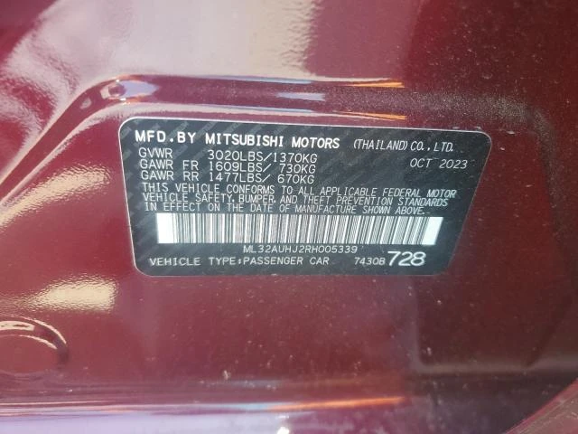 Photo 11 VIN: ML32AUHJ2RH005339 - MITSUBISHI MIRAGE ES 