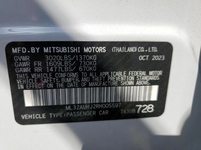 Photo 11 VIN: ML32AUHJ2RH005597 - MITSUBISHI MIRAGE ES 