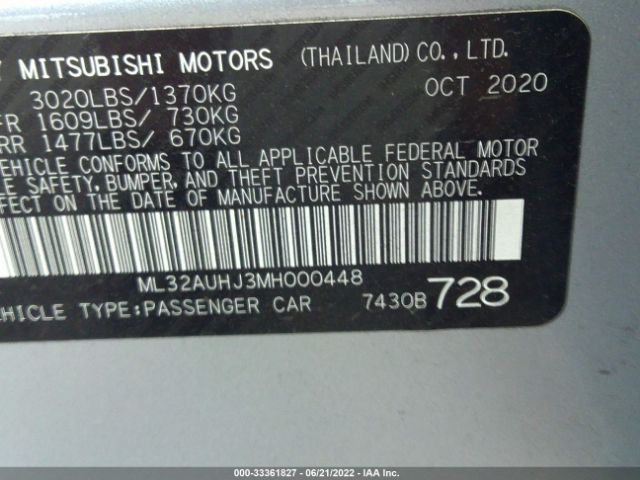 Photo 8 VIN: ML32AUHJ3MH000448 - MITSUBISHI MIRAGE 