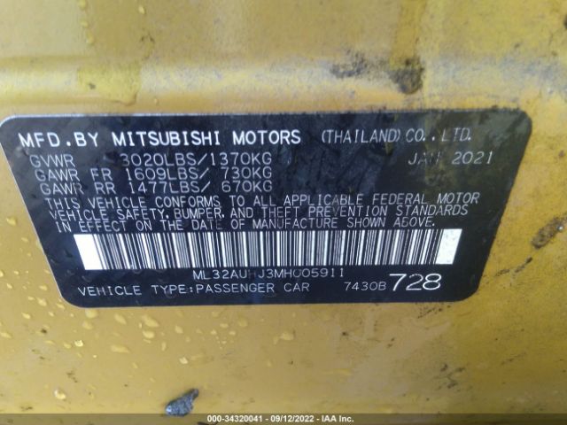 Photo 8 VIN: ML32AUHJ3MH005911 - MITSUBISHI MIRAGE 