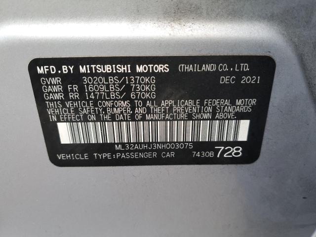 Photo 11 VIN: ML32AUHJ3NH003075 - MITSUBISHI MIRAGE ES 