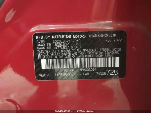 Photo 8 VIN: ML32AUHJ3PH003094 - MITSUBISHI MIRAGE 