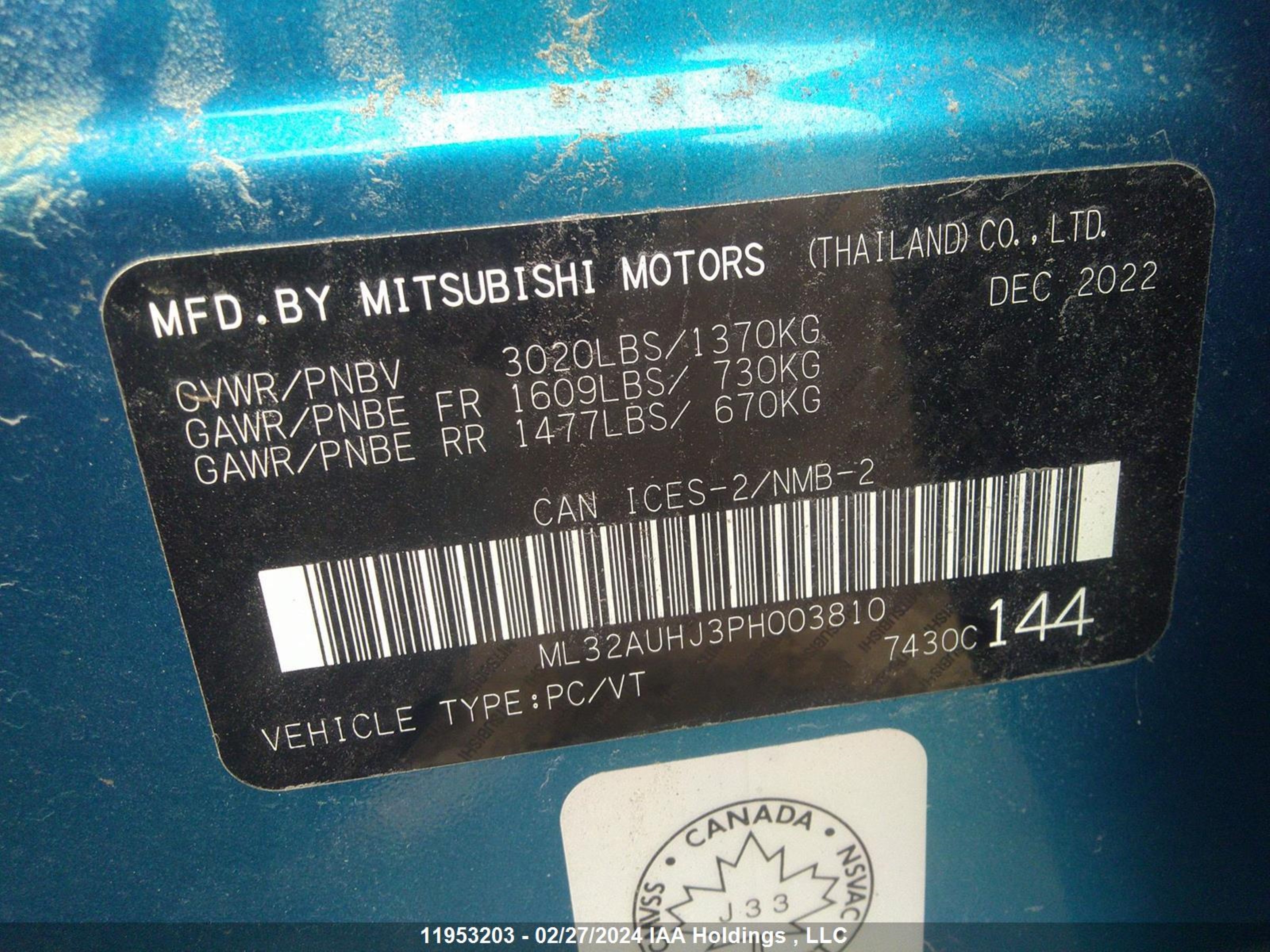 Photo 8 VIN: ML32AUHJ3PH003810 - MITSUBISHI MIRAGE 