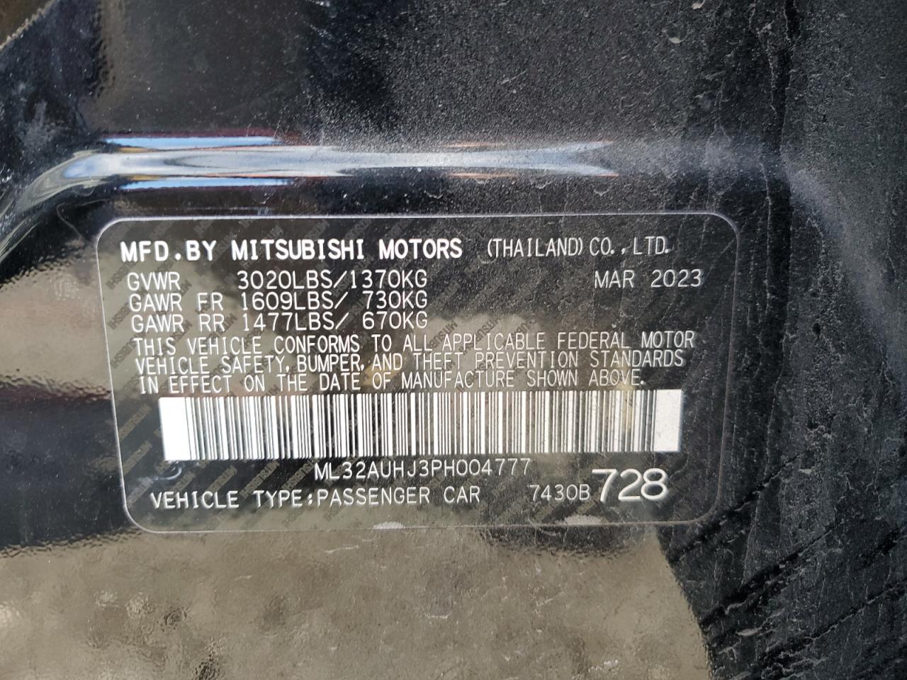 Photo 12 VIN: ML32AUHJ3PH004777 - MITSUBISHI MIRAGE 