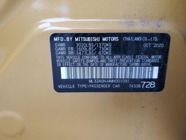 Photo 11 VIN: ML32AUHJ4MH001091 - MITSUBISHI MIRAGE ES 