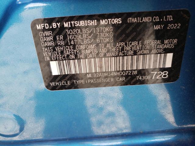 Photo 9 VIN: ML32AUHJ4NH007278 - MITSUBISHI MIRAGE ES 