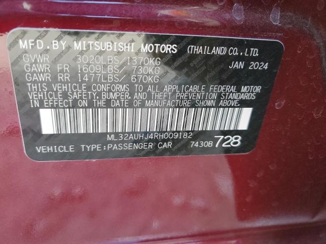 Photo 12 VIN: ML32AUHJ4RH009182 - MITSUBISHI MIRAGE ES 