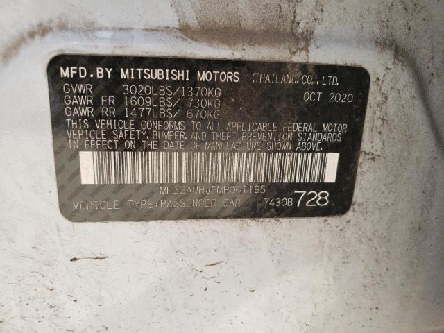 Photo 9 VIN: ML32AUHJ5MH001195 - MITSUBISHI MIRAGE ES 