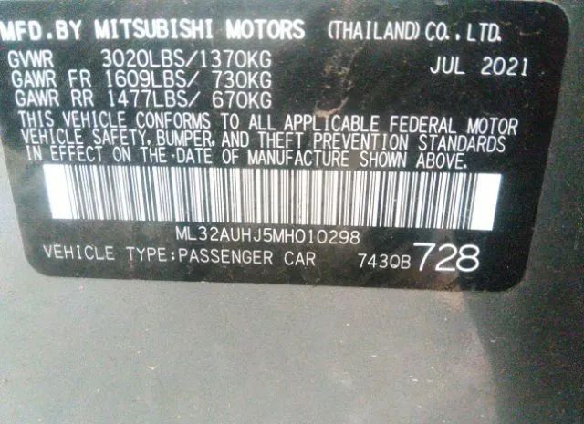 Photo 8 VIN: ML32AUHJ5MH010298 - MITSUBISHI MIRAGE 