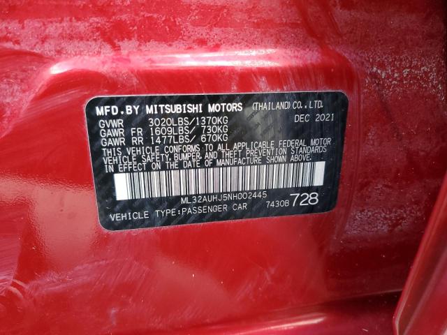 Photo 12 VIN: ML32AUHJ5NH002445 - MITSUBISHI MIRAGE ES 