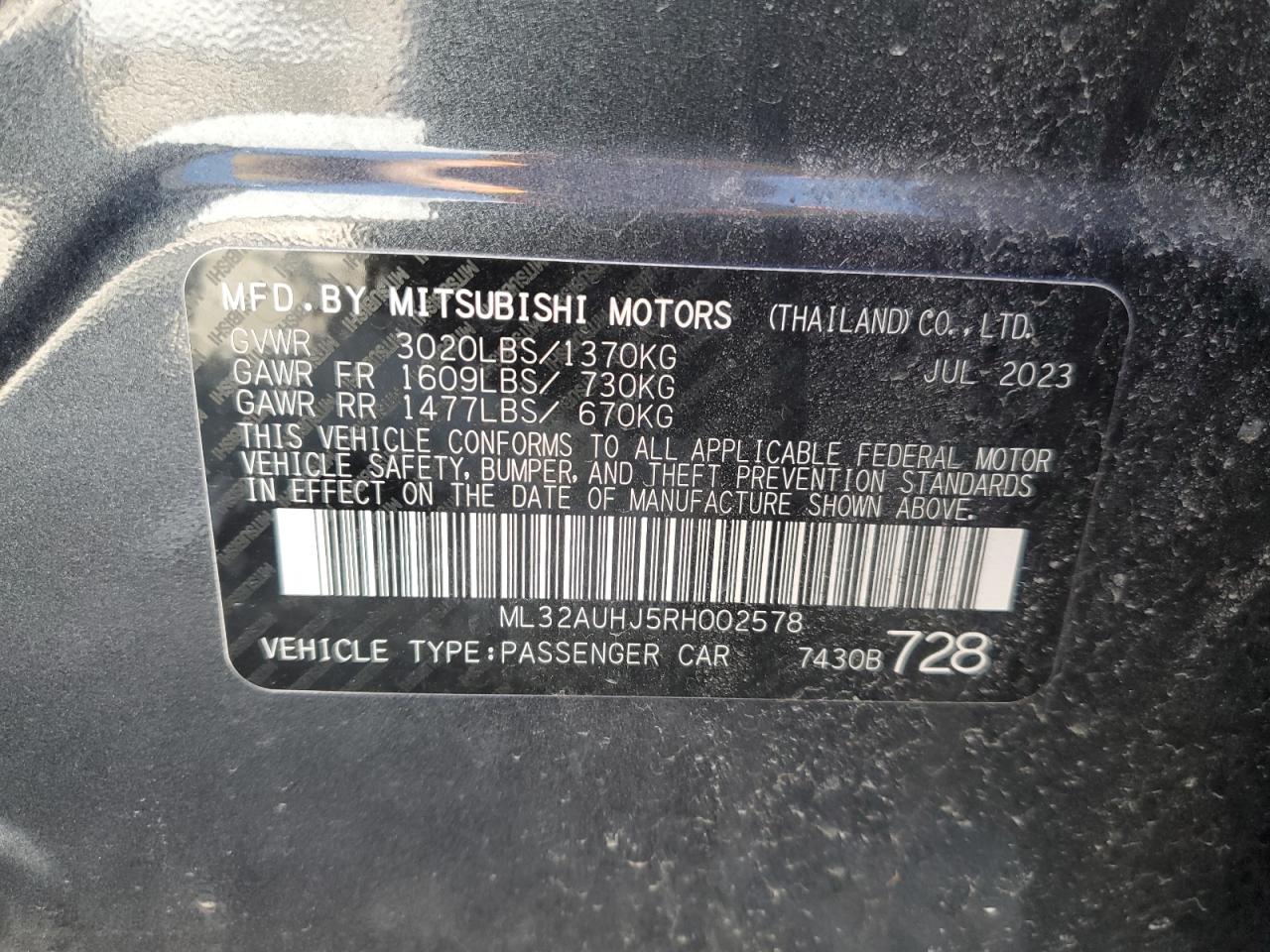 Photo 11 VIN: ML32AUHJ5RH002578 - MITSUBISHI MIRAGE 