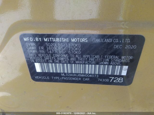 Photo 8 VIN: ML32AUHJ6MH004073 - MITSUBISHI MIRAGE 