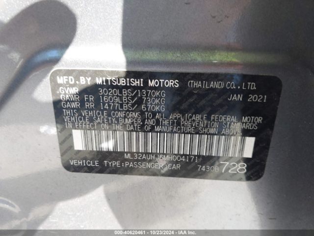 Photo 8 VIN: ML32AUHJ6MH004171 - MITSUBISHI MIRAGE 