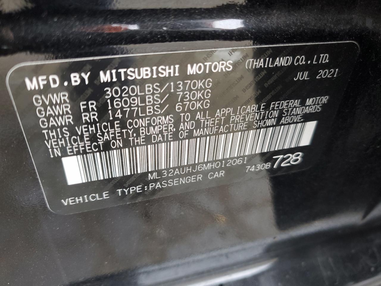 Photo 11 VIN: ML32AUHJ6MH012061 - MITSUBISHI MIRAGE 