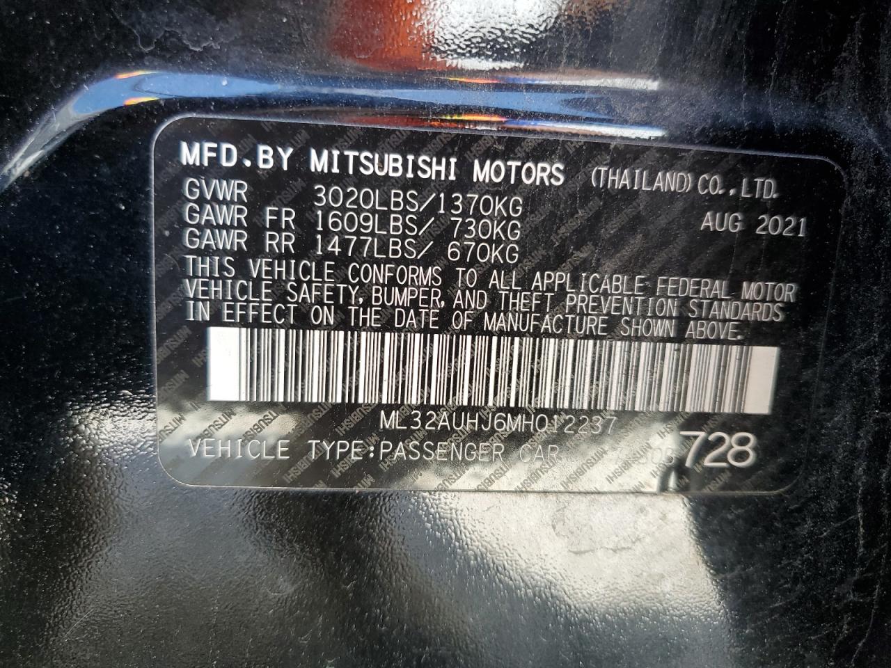 Photo 11 VIN: ML32AUHJ6MH012237 - MITSUBISHI MIRAGE 