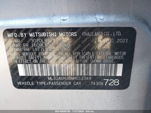 Photo 8 VIN: ML32AUHJ6MH012349 - MITSUBISHI MIRAGE 