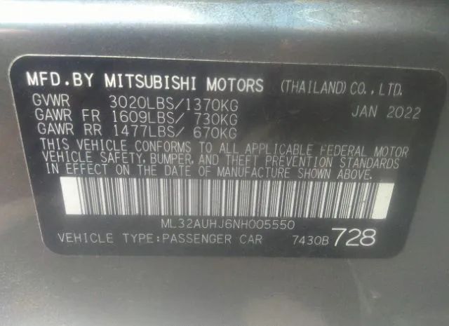 Photo 8 VIN: ML32AUHJ6NH005550 - MITSUBISHI MIRAGE 