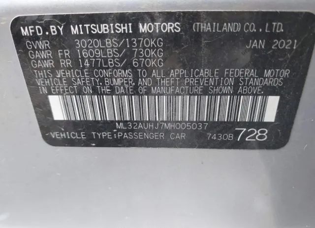 Photo 8 VIN: ML32AUHJ7MH005037 - MITSUBISHI MIRAGE 