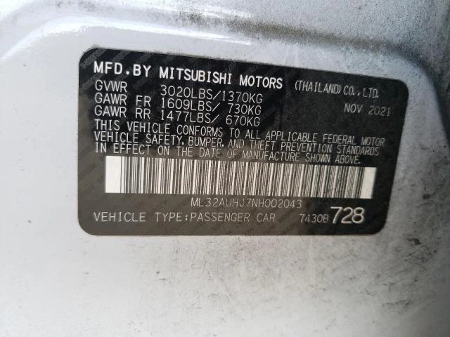 Photo 11 VIN: ML32AUHJ7NH002043 - MITSUBISHI MIRAGE ES 