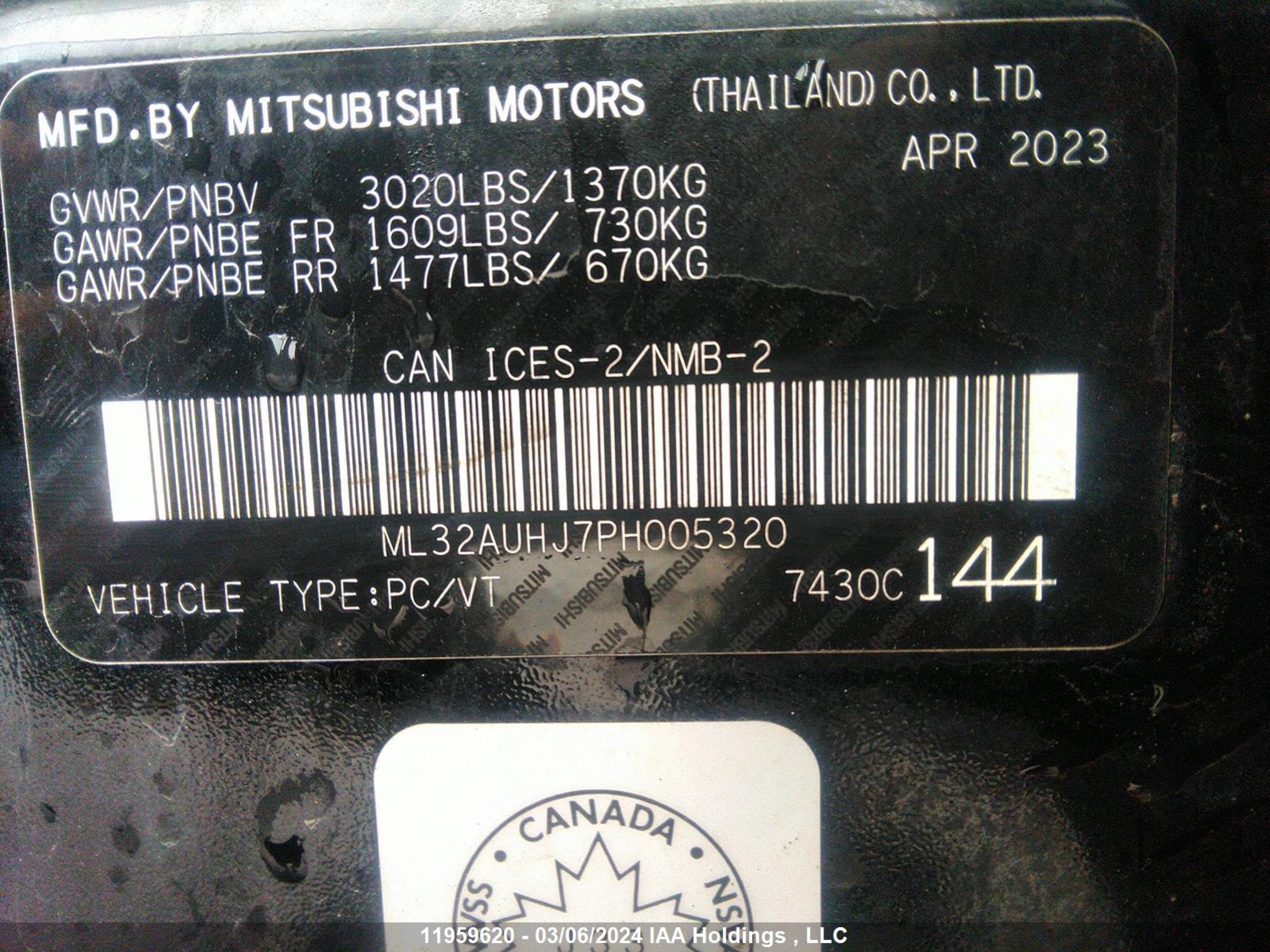 Photo 8 VIN: ML32AUHJ7PH005320 - MITSUBISHI MIRAGE 