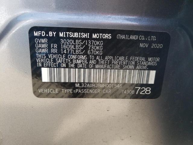 Photo 9 VIN: ML32AUHJ8MH001546 - MITSUBISHI MIRAGE ES 